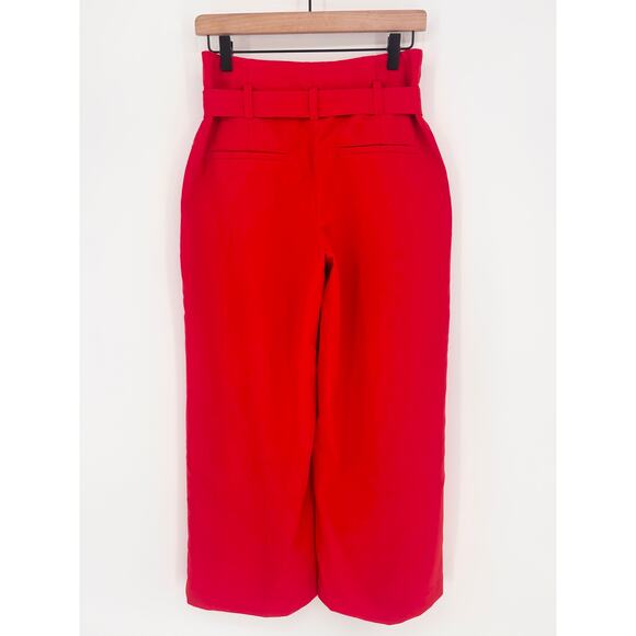 The Limited Red High-Waisted Belted Cropped Pants Size 4 - Picture 6 of 6